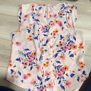Candies Floral Sleeveless Top - Pink and Blue